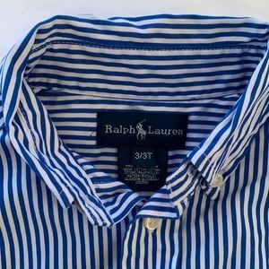 Like NEW, Polo Ralph Lauren size 3T striped button down.  blue and white.